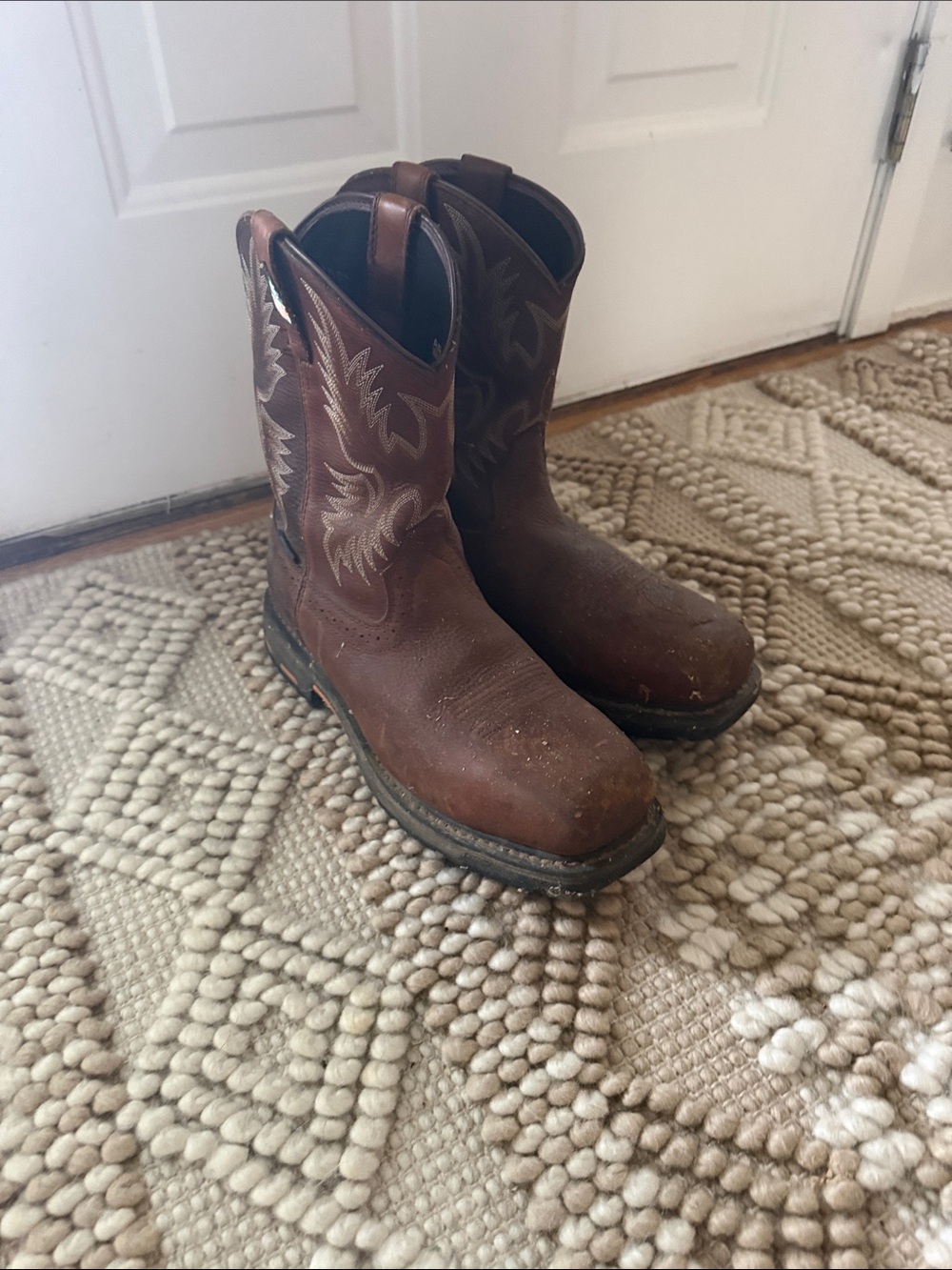 Ariat Brown Leather Cowboy Work Boots
